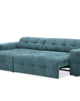 Canapé d'angle relax en velours texturé bleu FEDORA - Angle gauche