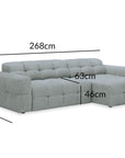 Canapé d'angle relax en velours texturé gris FEDORA - Angle droit