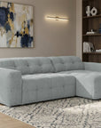 Canapé d'angle relax en velours texturé gris FEDORA - Angle droit