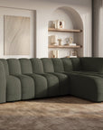 Canapé d'angle réversible en tissu bouclette vert AELIS
