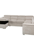 Canapé panoramique convertible avec coffre en velours chiné beige GAELLE - Angle gauche