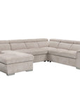 Canapé panoramique convertible avec coffre en velours chiné beige GAELLE - Angle gauche