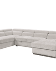 Canapé panoramique convertible avec coffre en velours chiné beige MARIANO- Angle droit