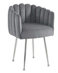 Chaise en velours gris pieds en métal argenté HAYDEN