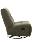 Fauteuil relax pivotant en velours texturé vert kaki LISON
