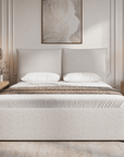 Lit coffre en tissu bouclette beige 140x190 cm MELY