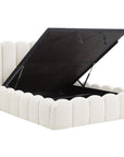 Lit coffre en tissu bouclette beige 140x190 cm RITA
