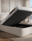 Lit coffre en tissu bouclette beige 160x200 cm MELY