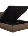 Lit coffre en tissu bouclette marron 140x190 cm MELY