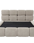 Lit coffre en tissu bouclette taupe 140x190 cm BUBBLE