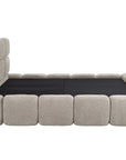 Lit coffre en tissu bouclette taupe 140x190 cm BUBBLE