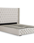 Lit coffre en velours beige 180x200 cm MAXI