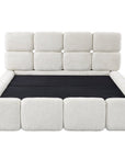 Lit coffre en velours chiné beige 140x190 cm BUBBLE