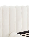 Lit double en tissu bouclette beige 160x200 cm GRETA