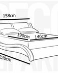 Lit en simili cuir blanc avec LED 140x190 cm ZEDA