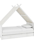 Lit gigogne cabane en bois blanc 90 x 190 cm LIMEO