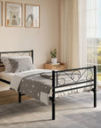 Lit simple en métal noir LUCINA 90 x 190 cm