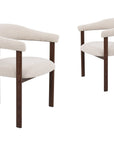Lot de 2 chaises en tissu texturé écru pieds en métal marron ADRIANA