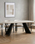 Lot de 2 chaises en tissu texturé écru pieds en métal noir ADRIANA
