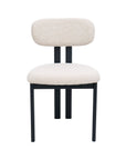 Lot de 2 chaises en tissu texturé écru pieds en métal noir LEONA