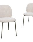 Lot de 2 chaises en tweed écru et pieds en métal marron MARCUS