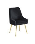 Lot de 2 chaises en velours noir pieds en métal doré DORY
