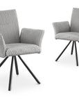 Lot de 2 chaises pivotantes en velours gros côtelé gris HOLLY