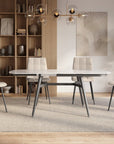 Lot de 4 chaises en tissu beige capitonné JEREMI