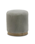 Pouf design en velours côtelé gris et pied en bois NAORA