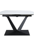 Table à manger extensible en céramique blanche 8 personnes 120-180 cm ELIAD