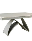 Table à manger extensible en métal beige plateau céramique blanc 160-240 cm PARIS