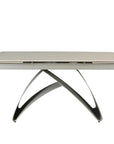 Table à manger extensible en métal beige plateau céramique blanc 160-240 cm PARIS