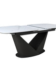 Table à manger extensible en métal marron plateau en céramique blanc 180-240 cm LERONA