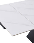 Table à manger extensible en métal noir avec plateau en céramique blanc 160-240 cm HELSINKI