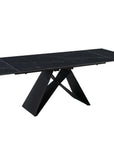 Table à manger extensible en métal noir avec plateau en céramique noir 160-240 cm HELSINKI