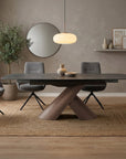 Table à manger extensible pieds métal marron plateau céramique 180-240 cm MILANO