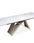 Table à manger extensible plateau céramique blanc 10 personnes 160-240 cm GABRIEL