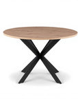 Table à manger ronde plateau effet bois pieds métal noir 120cm SINAYA