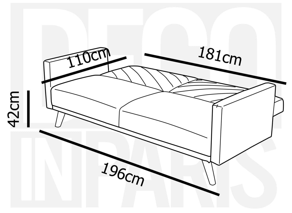Canapé 3 places convertible scandinave en tissu gris BALDER