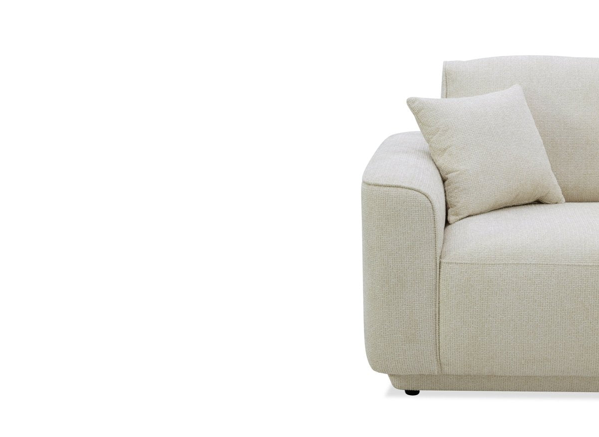 Canapé 3 places en velours chiné beige CARLOTA