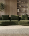 Canapé 4 places en velours tissé vert olive DARIUS