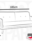 Canapé clic clac en tissu gris foncé avec pieds en bois NATAL