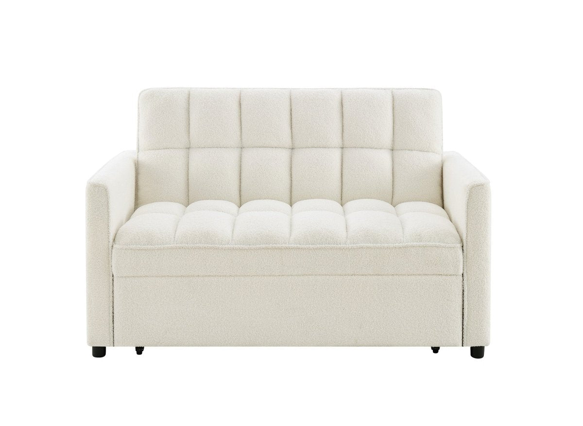 Canapé convertible 2 places en tissu bouclette écru JASPER
