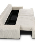 Canapé convertible 3 places avec coffre en velours côtelé épais beige MILO