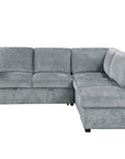 Canapé convertible avec coffre en velours chiné gris BARNEY - Angle droit