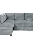 Canapé convertible avec coffre en velours chiné gris BARNEY - Angle gauche