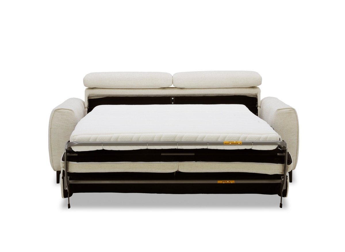 Canapé convertible express 3 places en velours texturé beige CALEB