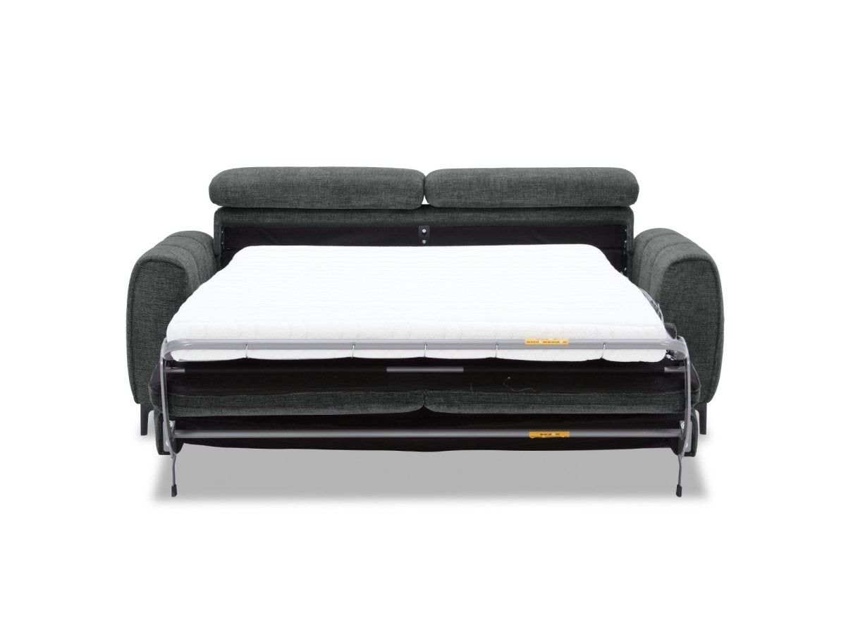Canapé convertible express 3 places en velours texturé gris CALEB