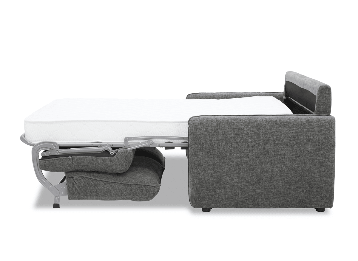 Canapé convertible express 3 places matelas 15 cm en tissu texturé gris ADILIO