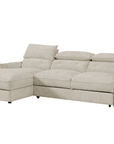 Canapé d'angle convertible avec coffre de rangement en velours chiné beige SAMINA - Angle gauche